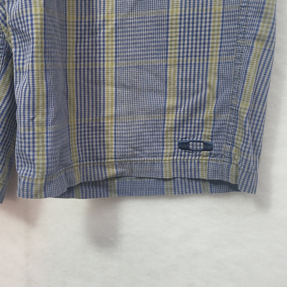 Oakley Mens Plaid Flat Front Shorts Blue Green Checkered Size 31 Casual Outdoor* - Picture 2 of 10